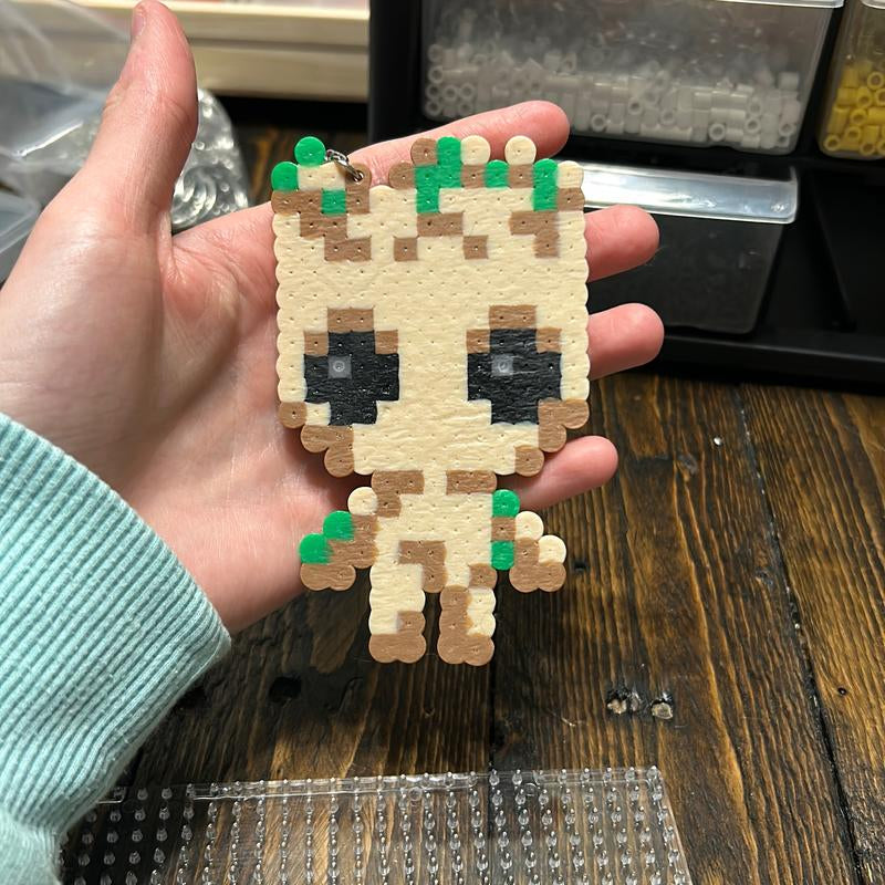 Baby Groot Keychain Made from Perler Beads